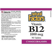 Natural Factors Vitamin B12 1000mcg Cyanocobalamin 90 Tabs Vitamins - Vitamin B at Village Vitamin Store