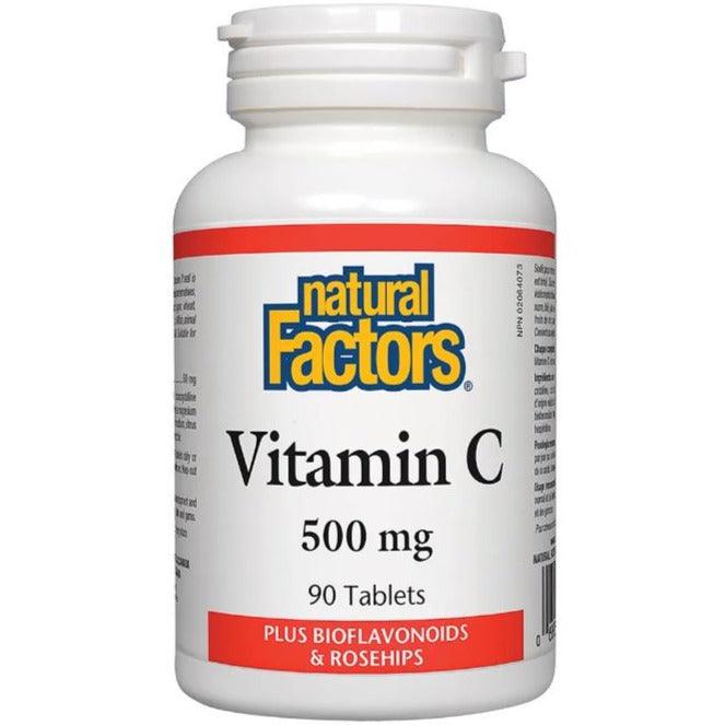 Natural Factors Vitamin C 500mg Plus Bioflavonoids & Rosehips 90 Tablets Vitamins - Vitamin C at Village Vitamin Store