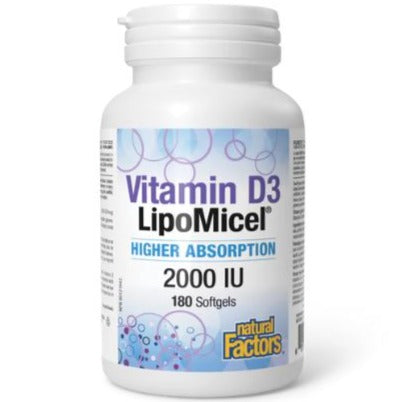 Natural Factors Vitamin D3 LipoMicel 2000 IU 180 softgels Vitamins - Vitamin D at Village Vitamin Store