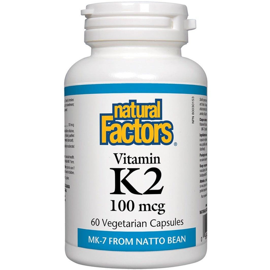 Natural Factors Vitamin K2 100mcg 60 Veggie Caps Vitamins - Vitamin K at Village Vitamin Store