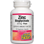 Natural Factors Zinc Bisglycinate 25mg 120 Veggie Caps Minerals - Zinc at Village Vitamin Store