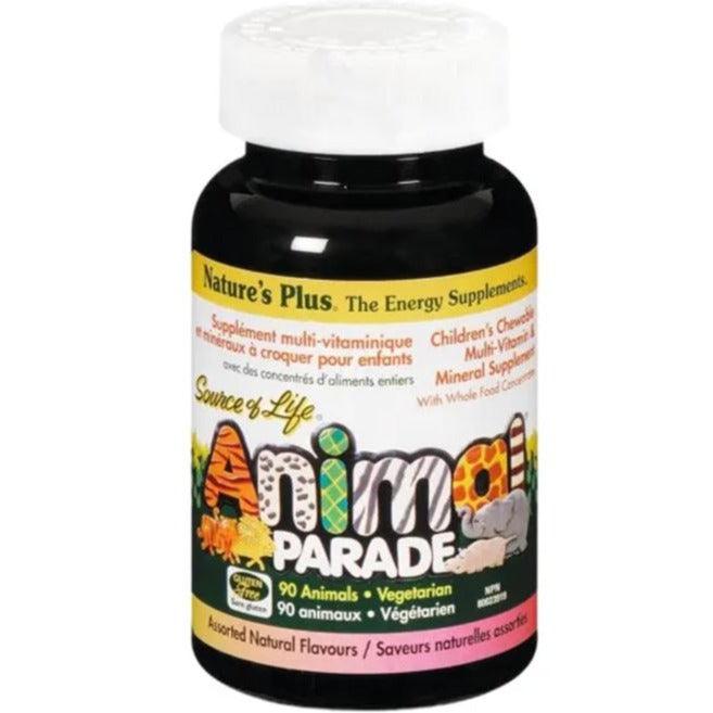 Natures Plus Animal Parade Children's Multi-Vitamin Assorted 90 Chewable Tablets Supplements - Kids at Village Vitamin Store