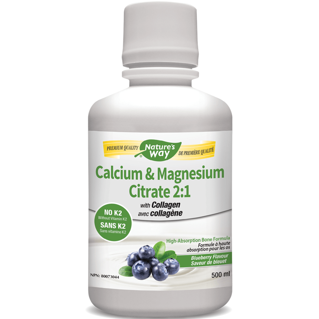 Nature's Way Calcium & Magnesium Citrate 2:1 Blueberry 500mL Minerals - Calcium at Village Vitamin Store