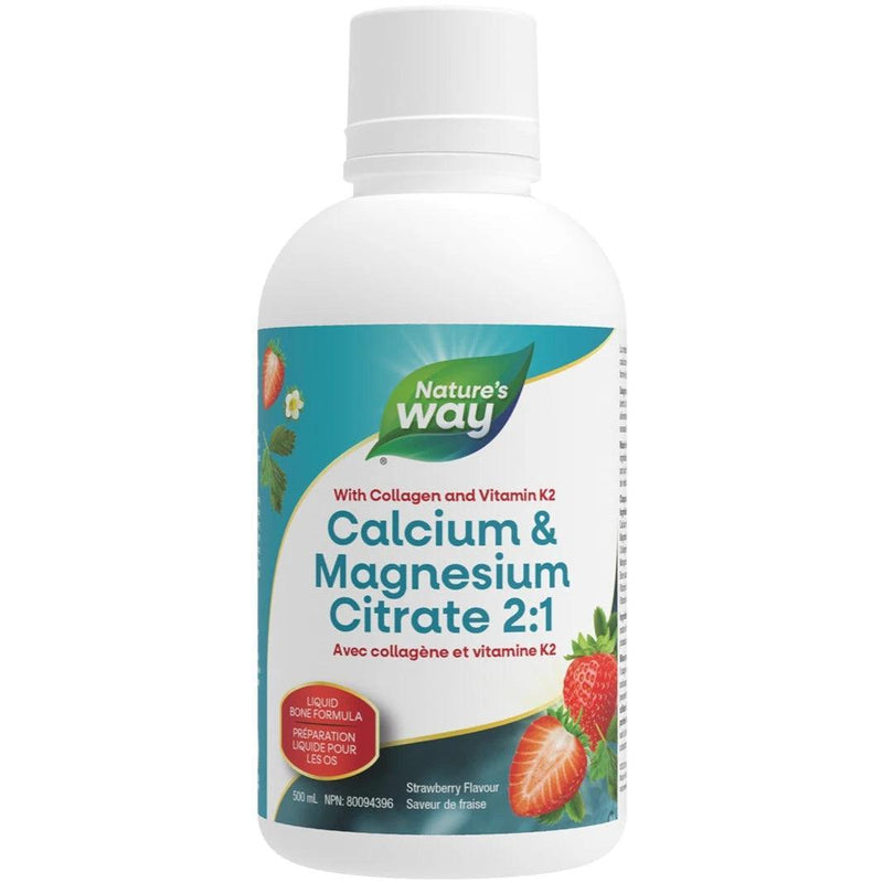 Nature's Way Calcium & Magnesium Citrate 2:1 with K2 Strawberry 500mL
