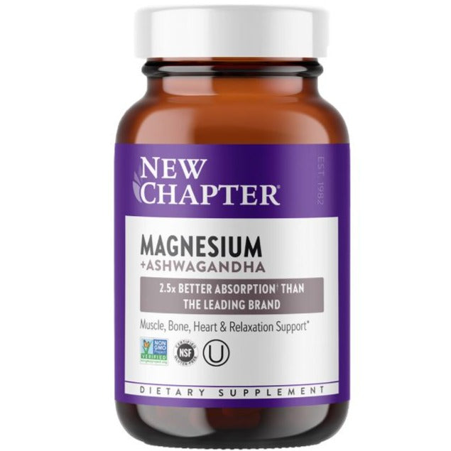 New Chapter Magnesium + Ashwagandha 60 Tablets Minerals - Magnesium at Village Vitamin Store