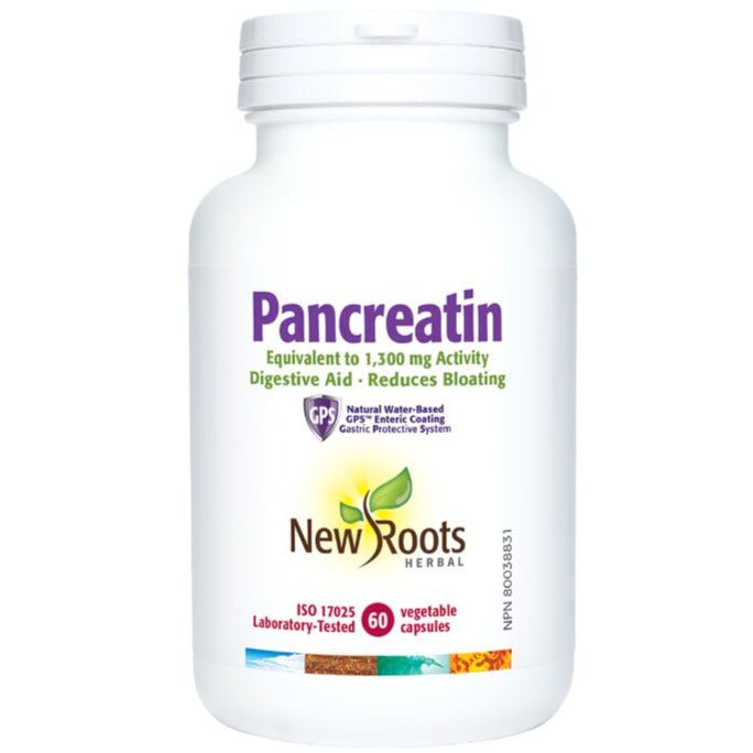 New Roots Pancreatin 1300mg 60 Veggie Caps Supplements - Digestive Enzymes at Village Vitamin Store