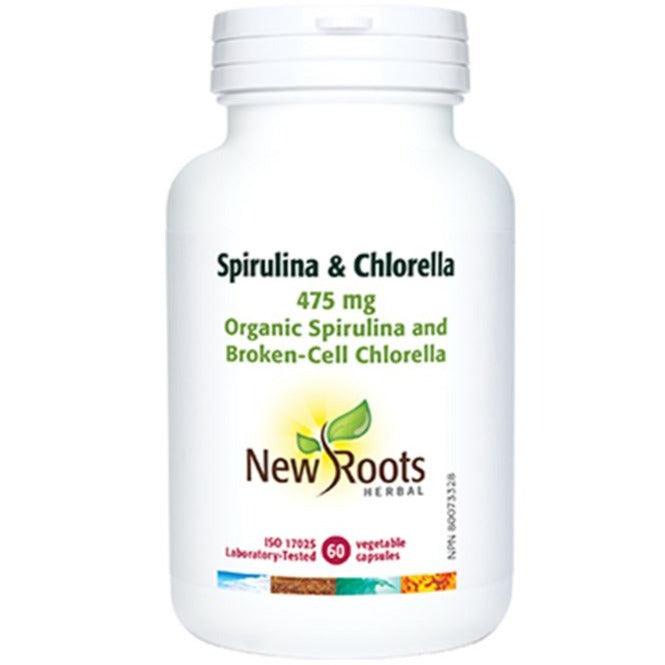 New Roots Spirulina & Chlorella 475mg 60 Veggie Caps Supplements - Greens at Village Vitamin Store