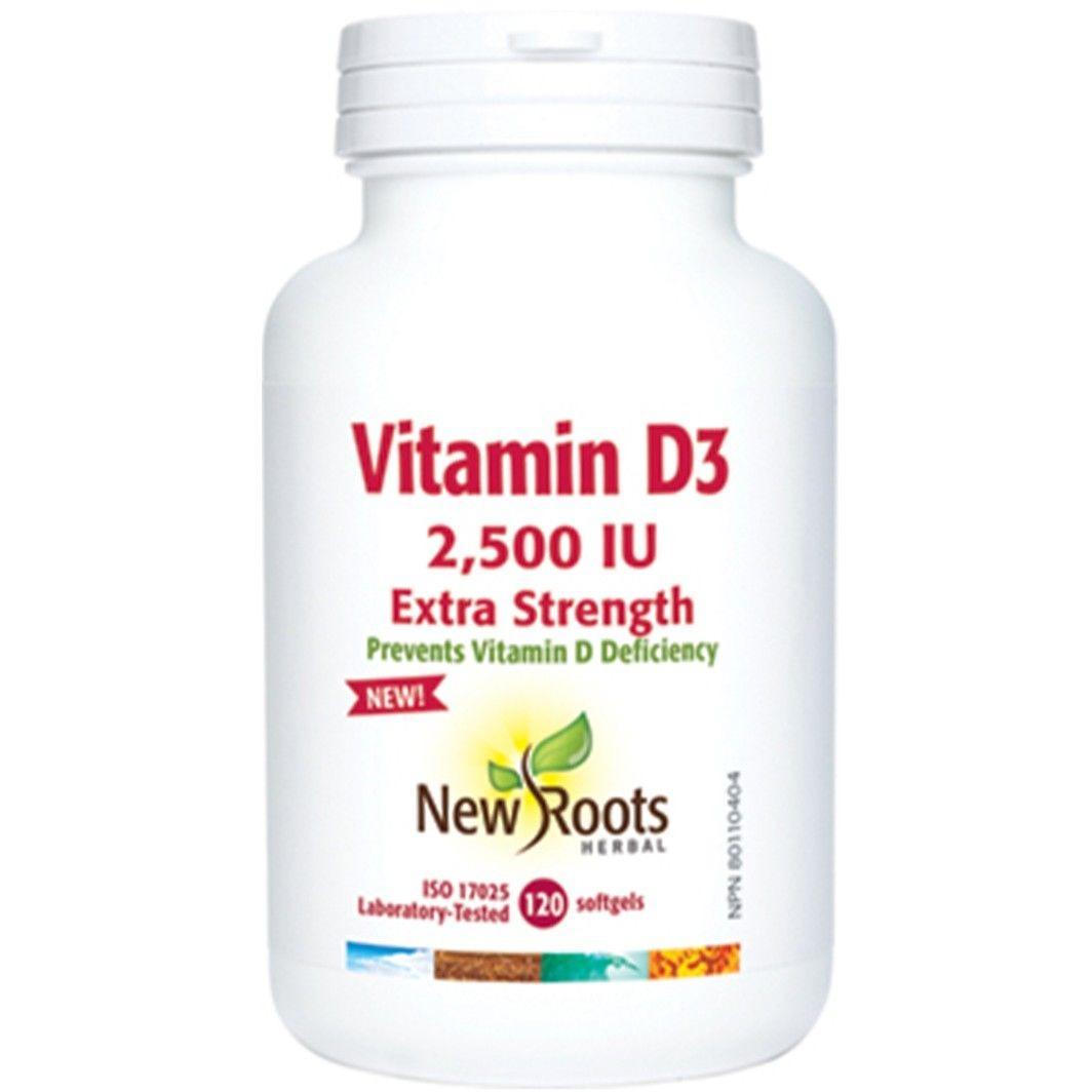 New Roots Vitamin D3 2500 IU 120 Softgels Vitamins - Vitamin D at Village Vitamin Store