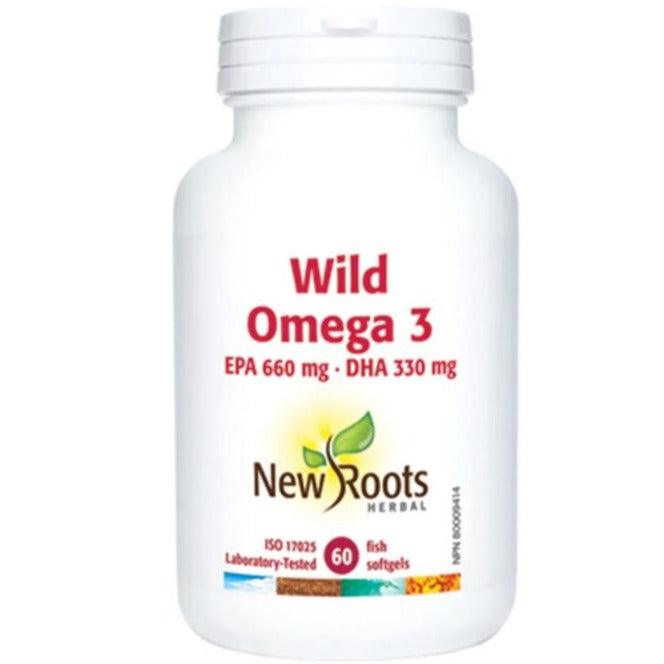 New Roots Wild Omega 3 EPA 660 mg DHA 330 mg 60 Softgels Supplements - EFAs at Village Vitamin Store