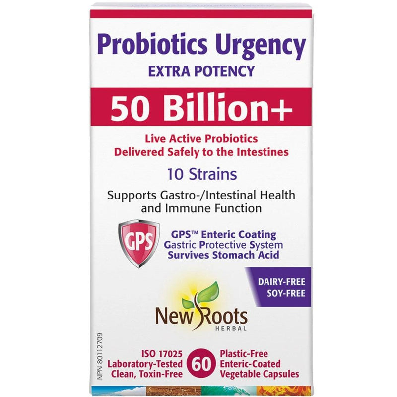 New Roots Probiotics Urgency 60 Plastic-Free Enteric-Coated Veggie Caps