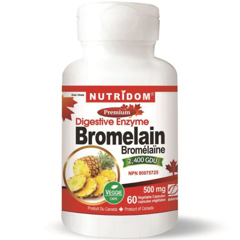 Nutridom Bromelain 2,400 GDU 500mg (60 Vegetable Capsules) Supplements - Digestive Enzymes at Village Vitamin Store