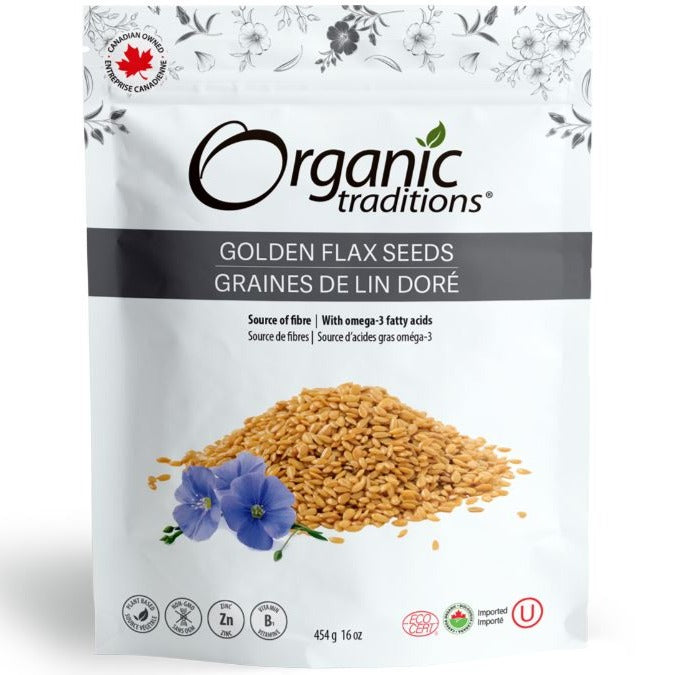 Organic Traditions Organic Golden Flax Seeds 454g Food Items at Village Vitamin Store