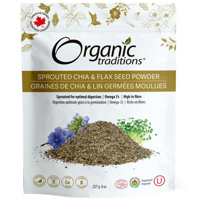 Organic Traditions Sprouted Chia & Flax Seed Powder 227g Food Items at Village Vitamin Store