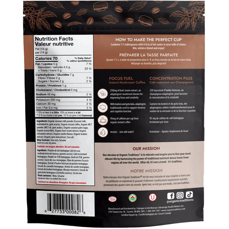 Organic Traditions Focus Fuel Mushroom Coffee 140g