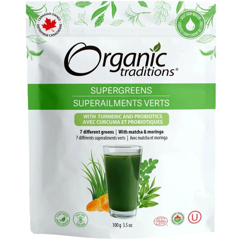 Organic Traditions  Supergreens with Turmeric and Probiotics 100g