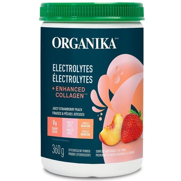 Organika Electrolytes + Enhanced Collagen Strawberry Peach 360g Supplements at Village Vitamin Store