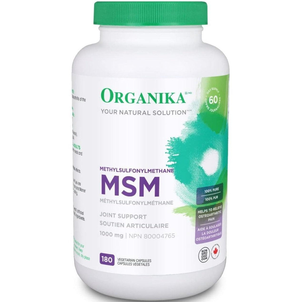 Organika MSM 1000mg 180 veg Caps Supplements - Joint Care at Village Vitamin Store