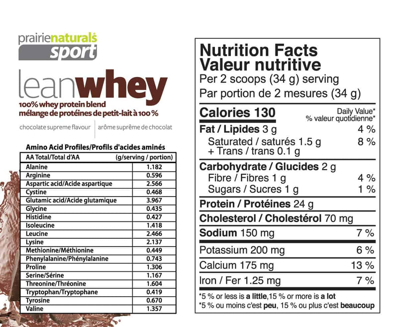 Prairie Naturals Sport Lean Whey Protein Chocolate Supreme 908g