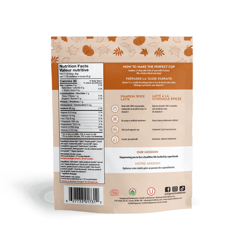 Organic Traditions Organic Pumpkin Spice Latte 150g