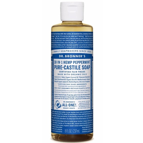 Dr. Bronner's Organic Pure Castile Liquid Soap Peppermint 237mL Soap & Gel at Village Vitamin Store