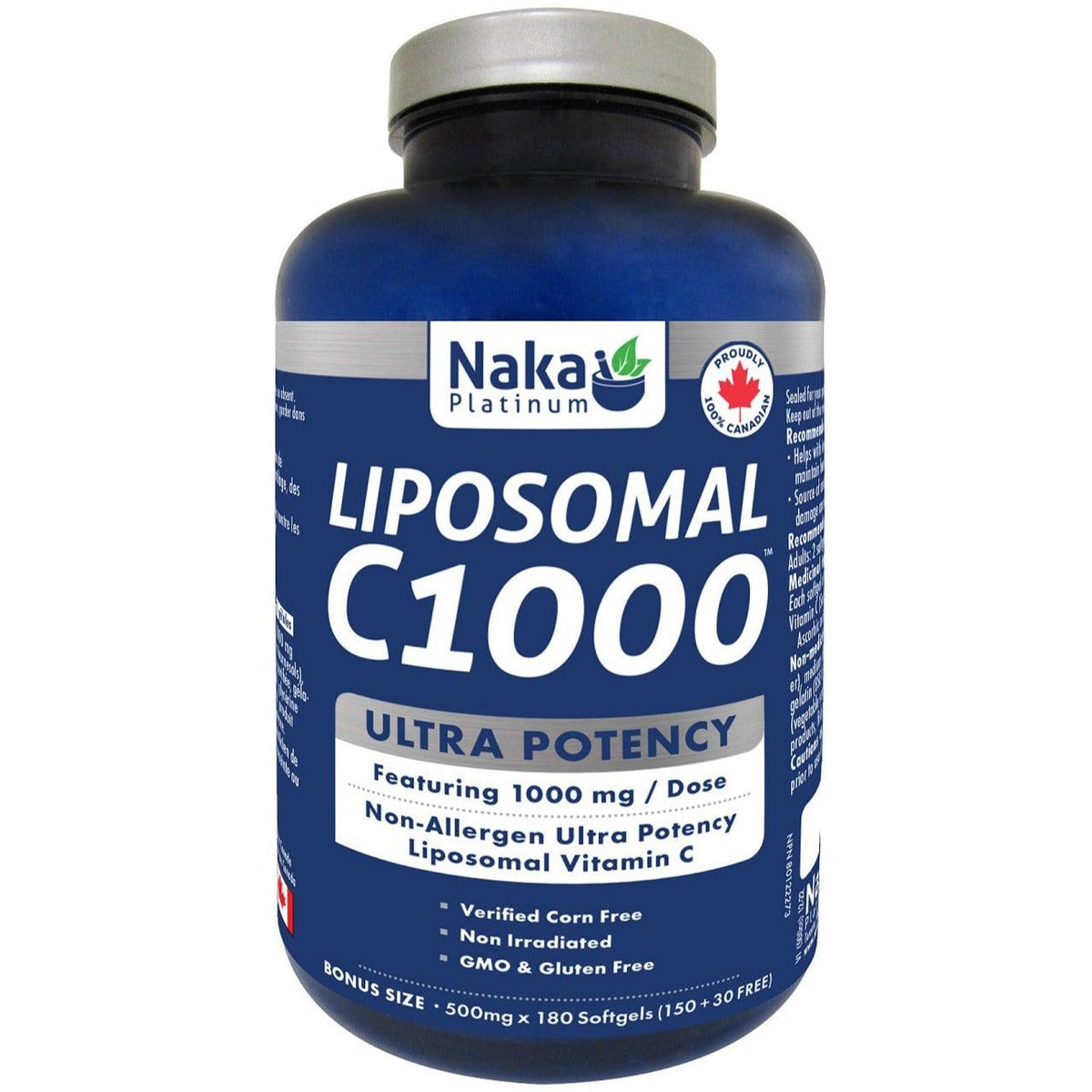 Naka Platinum Liposomal C1000 Ultra Potency 1000 mg 180 softgels Vitamins - Vitamin C at Village Vitamin Store