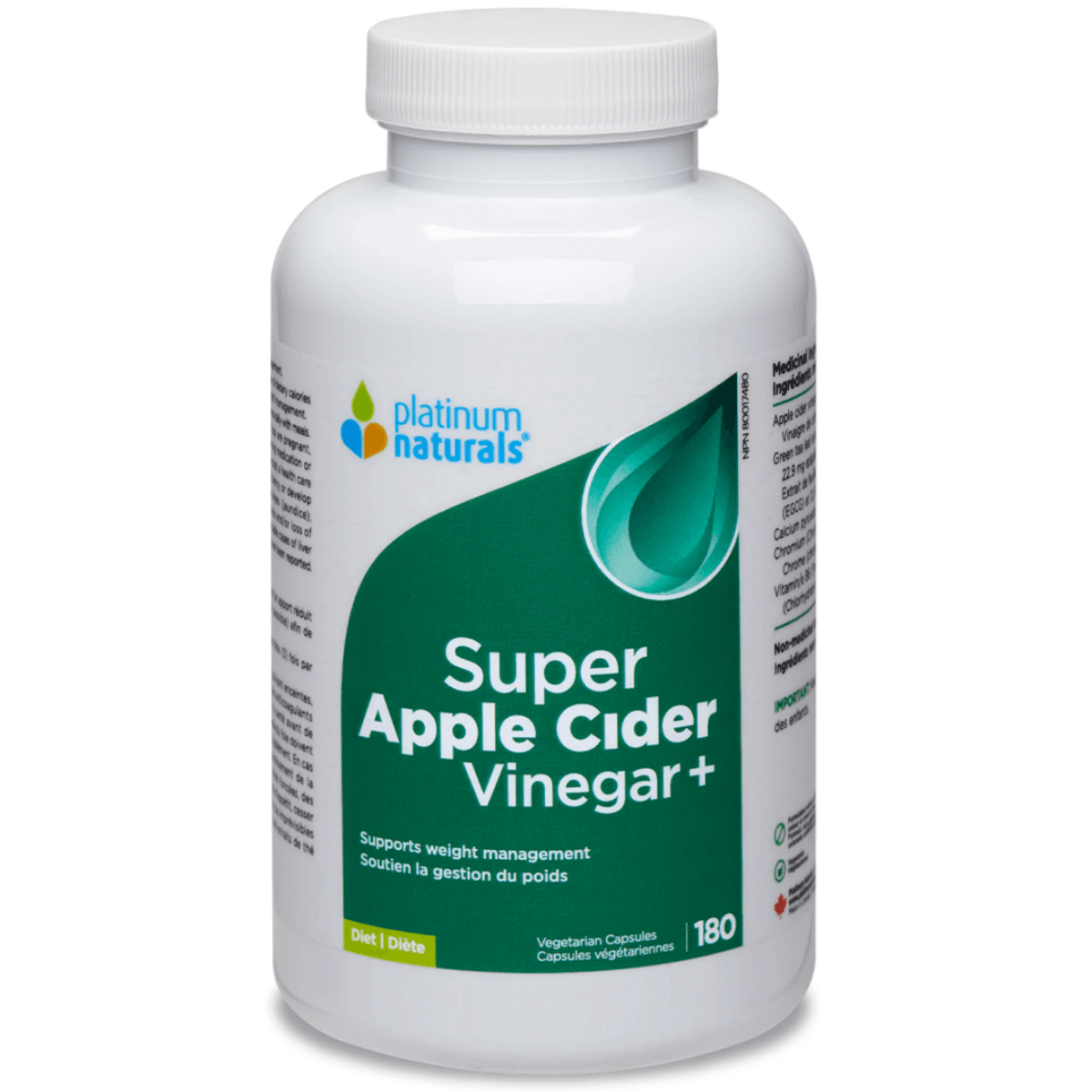 Platinum Naturals Super Apple Cider Vinegar+ 180 Veggie Caps Supplements - Weight Loss at Village Vitamin Store