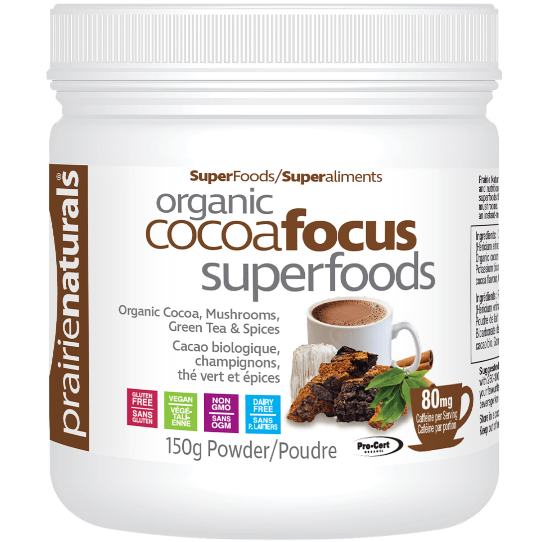 Prairie Naturals Organic Cocoa Focus Superfoods Drink Mix 150g Food Items at Village Vitamin Store
