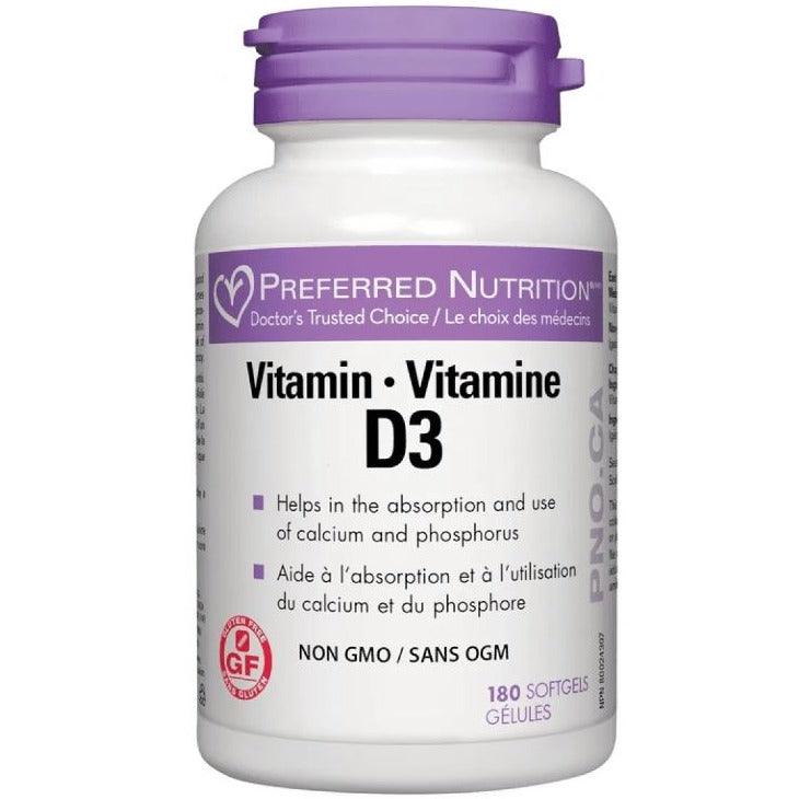 Preffered Nutrtion Vitamin D3 180 Softgels Vitamins - Vitamin D at Village Vitamin Store