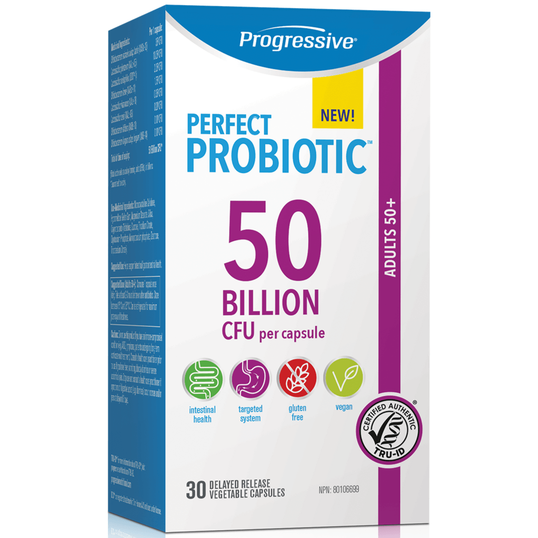 Progressive Perfect Probiotic Adult 50+ 50 Billion 30 Veggie Caps Supplements - Probiotics at Village Vitamin Store