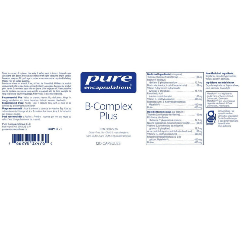 Pure Encapsulations B Complex Plus 120 Veg Capsules