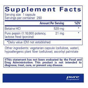 Pure Encapsulations Betaine HCL Pepsin 250 Veggie Caps Supplements - Digestive Enzymes at Village Vitamin Store