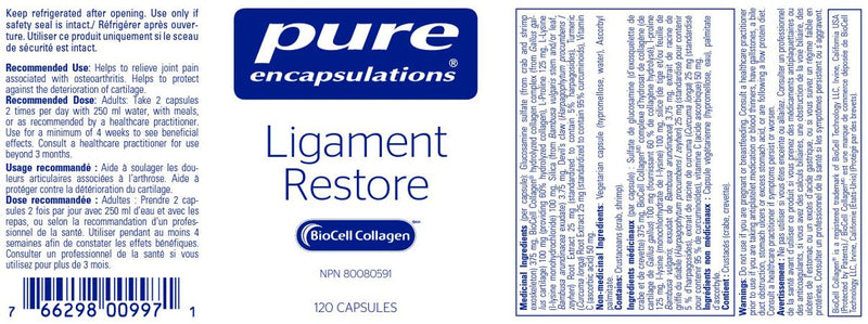 Pure Encapsulations Ligament Restore 120 veg Capsules Supplements at Village Vitamin Store
