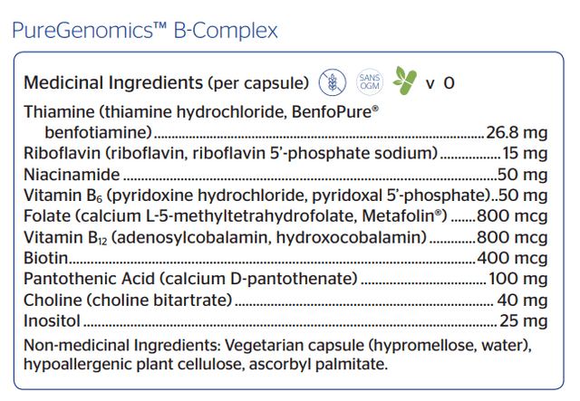 Pure Encapsulations PureGenomics B-Complex 120 Capsules Vitamins - Vitamin B at Village Vitamin Store