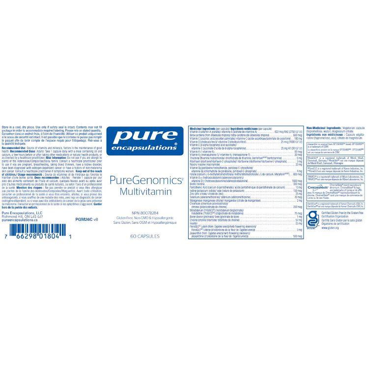 Pure Encapsulations Puregenomics Multivitamin 60 Capsules Vitamins - Multivitamins at Village Vitamin Store
