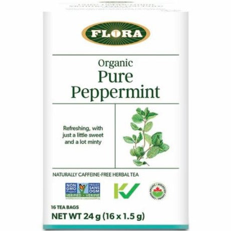 Flora Pure Peppermint Tea. 16 Tea Bags. Tea at Village Vitamin Store