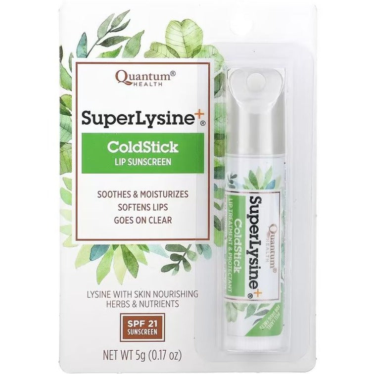 Quantum Health, Super Lysine+, ColdStick, Lip Sunscreen, SPF 21, 0.17 oz (5 g) Personal Care at Village Vitamin Store