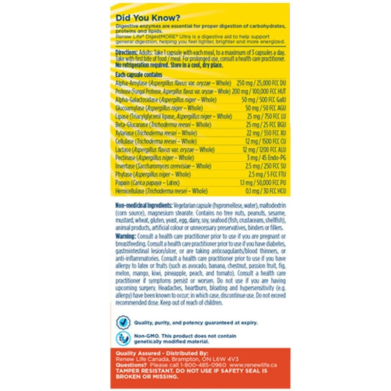 Renew Life DigestMORE Ultra Strength 60 Veggie Caps