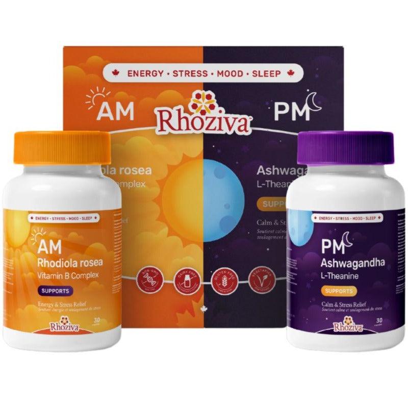 Nanton Rhoziva AM/PM Kit Supplements - Stress at Village Vitamin Store