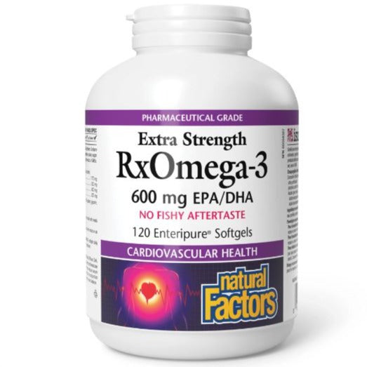 Natural Factors RxOmega-3 Extra Strength 600 mg 120 Softgels Supplements - EFAs at Village Vitamin Store
