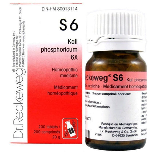 Dr. Reckeweg S6 3X Kali Phos 200 Tabs Homeopathic at Village Vitamin Store