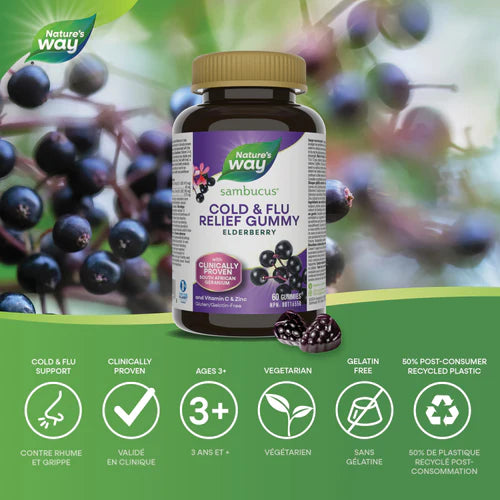 Nature's Way Sambucus Cold & Flu Relief Adult 60 Gummies