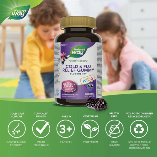 Nature's Way Sambucus Cold & Flu Relief Kids 60 Gummies