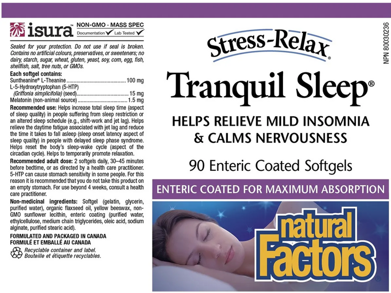 Natural Factors Stress-Relax Tranquil Sleep 90 Enteric Coated Softgels