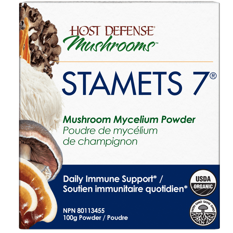 Host Defense Stamets 7 Mushroom Mycelium Powder 100g Supplements - Immune Health at Village Vitamin Store