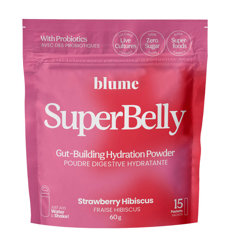 blume Superbelly Gut Building Hydration Powder Strawberry Hibiscus, 15 Sachets 60g