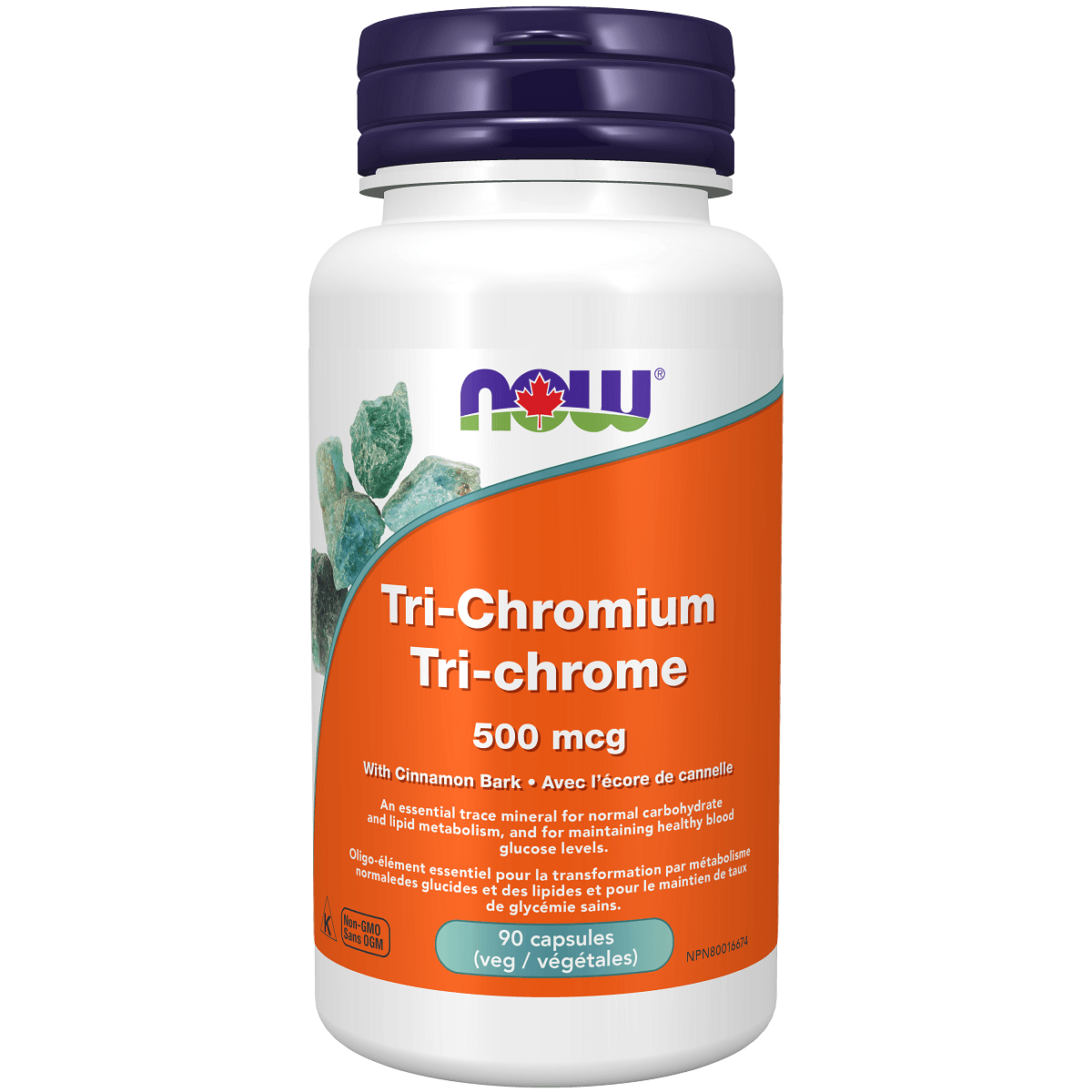 NOW Tri-Chromium 500 mcg with Cinnamon Bark 90 Veggie Caps Supplements at Village Vitamin Store