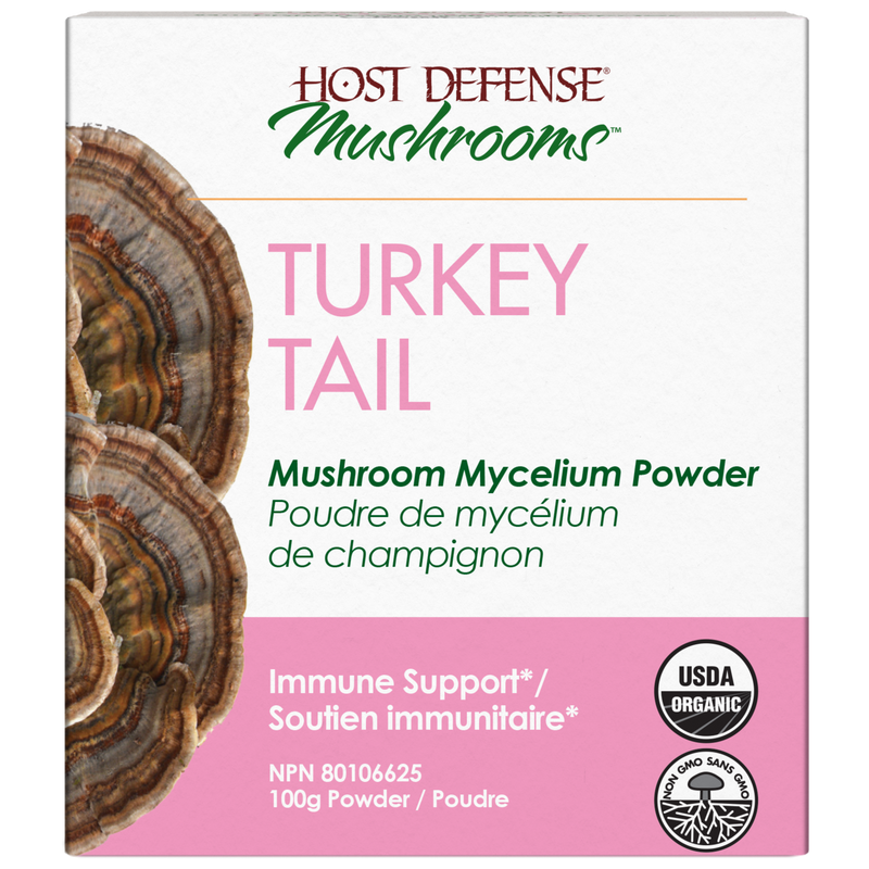 Host Defense Turkey Tail Mushroom Mycelium Powder 100g Supplements - Immune Health at Village Vitamin Store