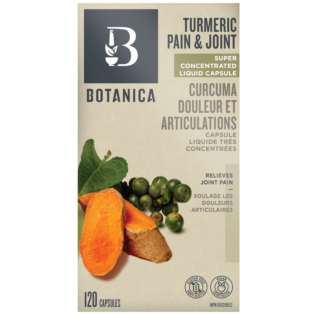 Botanica Turmeric Pain And Joint 120 Capsules Supplements - Joint Care at Village Vitamin Store