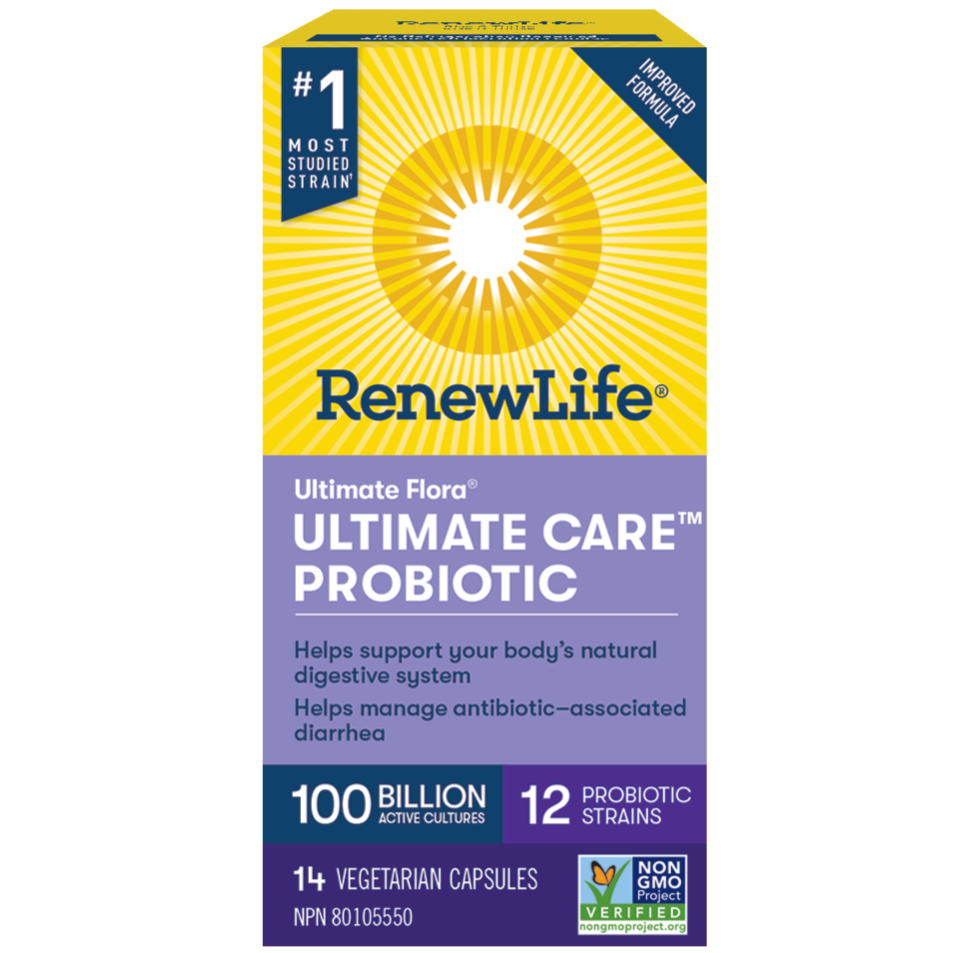 Renew Life Ultimate Flora Ultimate Care Probiotic, 100 Billion Active Cultures 14 Veggie Capsules Supplements - Probiotics at Village Vitamin Store