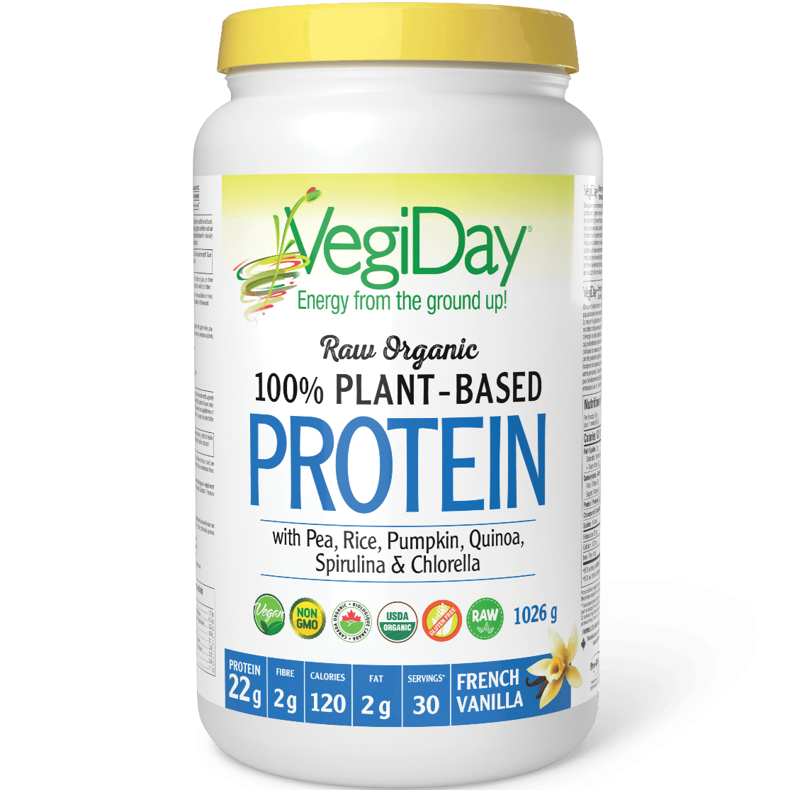 Vegiday Raw Organic Plant Based Protein French Vanilla 1026g Supplements - Protein at Village Vitamin Store